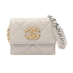 White Leather Chanel Wallet on Chain