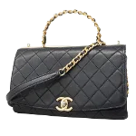 Black Leather Chanel Flap Bag