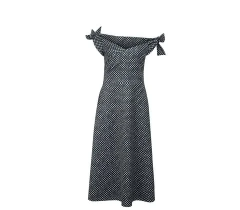 Black Polyester Saloni Dress