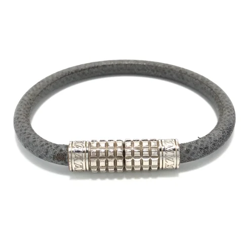 Grey Leather Louis Vuitton Bracelet