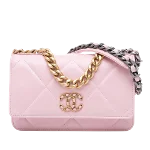 Pink Leather Chanel Wallet on Chain