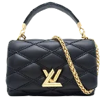 Black Leather Louis Vuitton Handbag