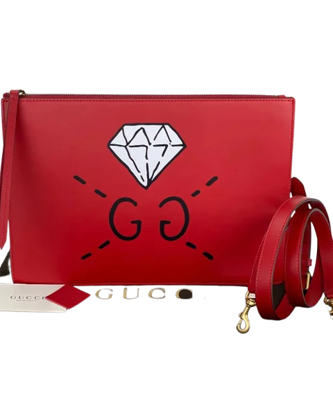 Red Leather Gucci Messenger Bag