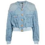 Blue Linen Balmain Jacket