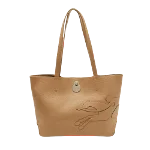 Beige Leather Longchamp Tote