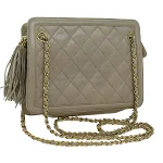 Beige Leather Chanel Crossbody Bag