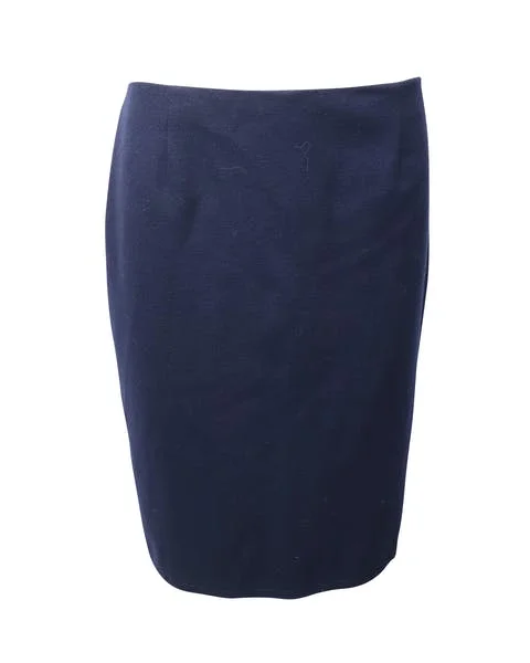 Blue Wool Carolina Herrera Skirt