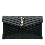 Black Leather Yves Saint Laurent Clutch