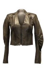 Brown Leather Alice + Olivia Jacket