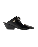 Black Leather Toga Pulla Mules