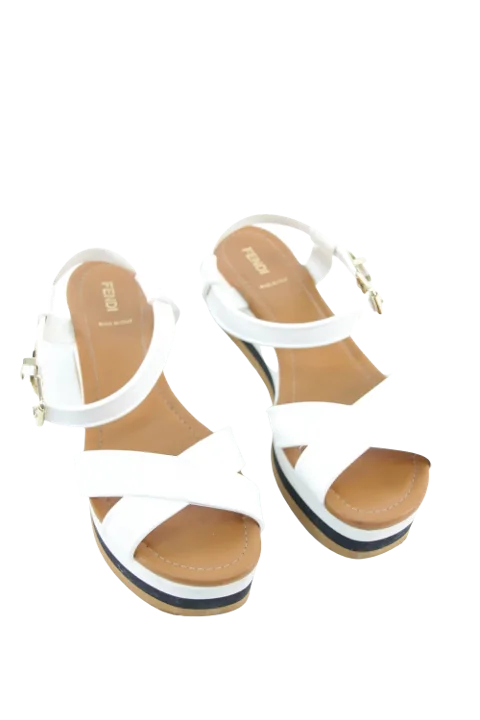 White Leather Fendi Sandals