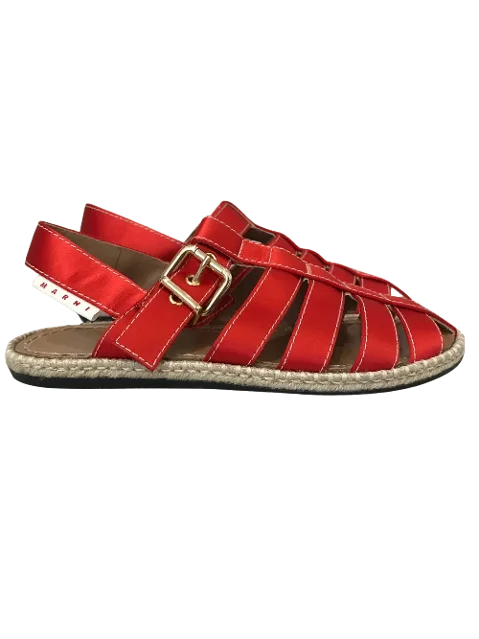 Red Satin Marni Sandals