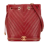 Red Leather Chanel Bucket Bag