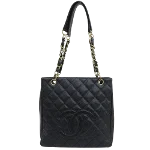 Black Leather Chanel Tote