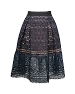 Navy Polyester Self Portrait Skirt