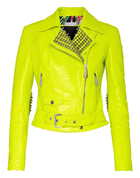 Yellow Leather Philipp Plein Jacket