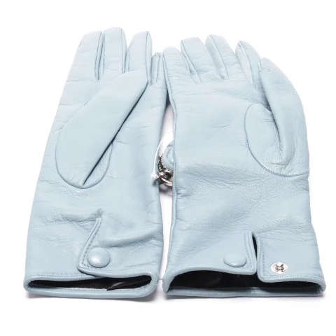 Blue Leather Prada Gloves