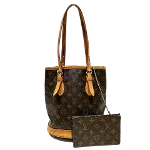 Brown Canvas Louis Vuitton Bucket Bag