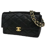 Black Leather Chanel Shoulder Bag