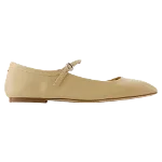 Beige Leather Aeyde Flats