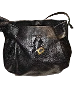 Black Leather Delvaux Shoulder Bag