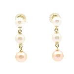 White Fabric Mikimoto Earrings