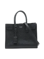 Black Leather Saint Laurent Sac de Jour