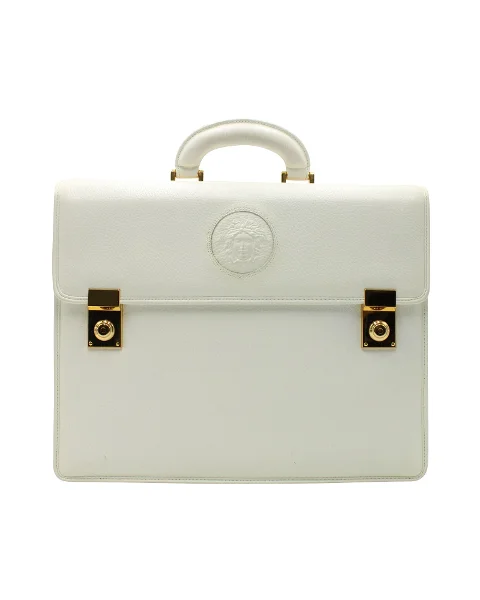 White Leather Versace Briefcase