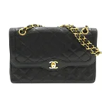 Black Leather Chanel Shoulder Bag