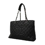 Black Leather Chanel Tote