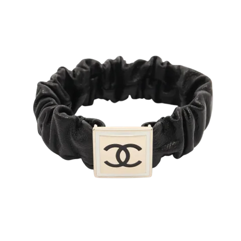 Black Leather Chanel Hair Accessory