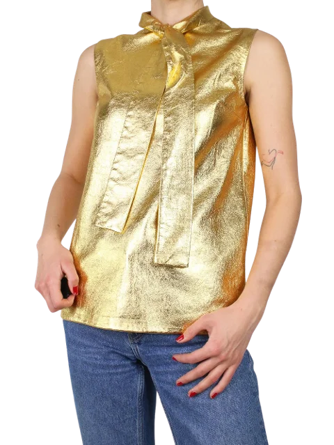 Gold Leather Prada Shirt