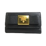 Black Leather Prada Key Holder