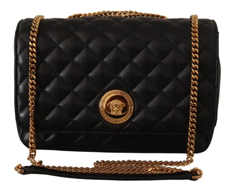 Black Leather Versace Shoulder Bag