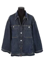 Blue Cotton Closed Jacket