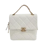 White Leather Chanel Backpack