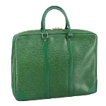 Green Leather Louis Vuitton Porte Documents Voyage