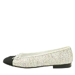 White Canvas Chanel Flats