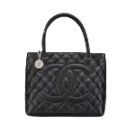 Black Leather Chanel Medaillon