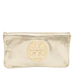 Beige Leather Tory Burch Clutch