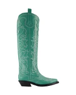 Green Leather Ganni Boots