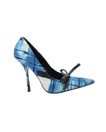 Blue Fabric Prada Heels