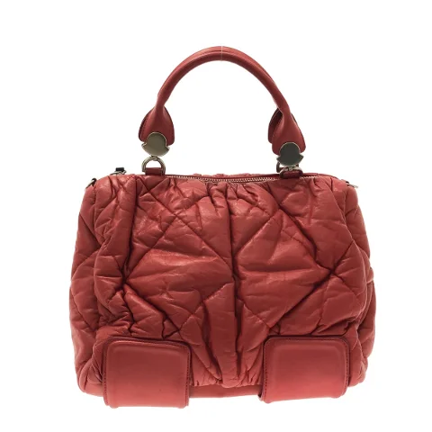 Red Leather Moncler Handbag