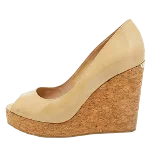 Beige Fabric Jimmy Choo Wedges