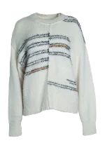 White Fabric Closed Sweater