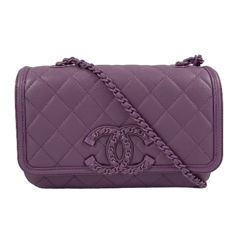Purple Leather Chanel Flap Bag