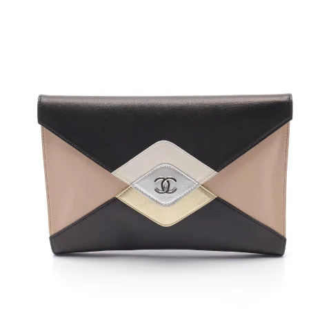 Beige Leather Chanel Clutch