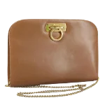 Brown Fabric Salvatore Ferragamo Shoulder Bag