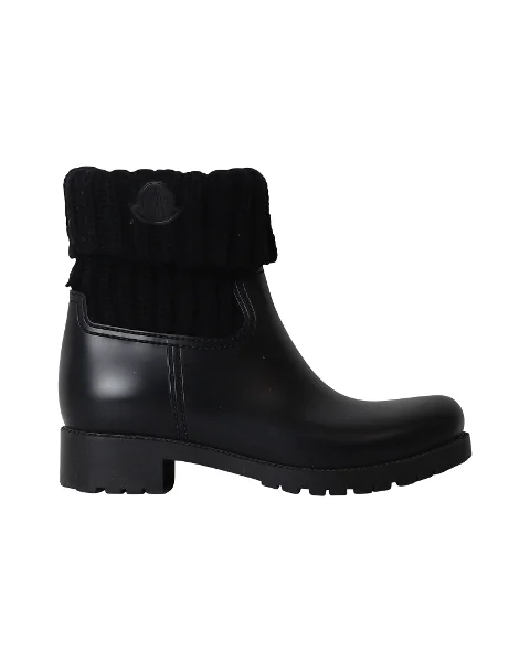 Black Leather Moncler Boots
