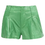 Green Leather Ganni Shorts